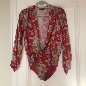Zara floral print bodysuit